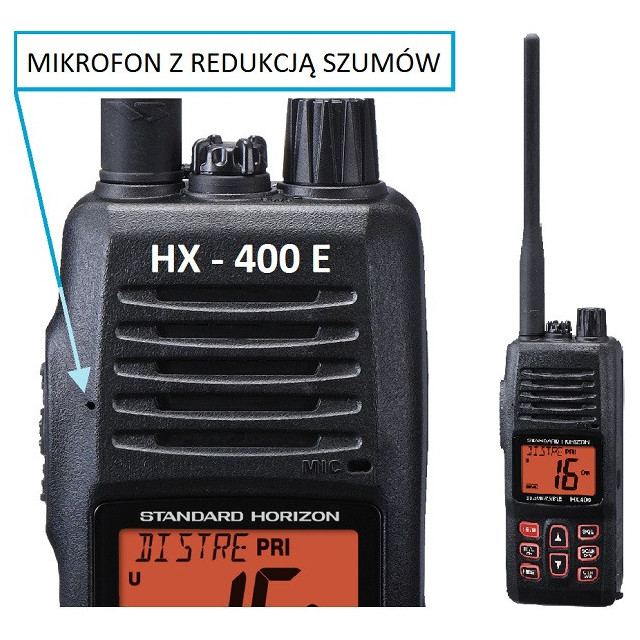 Radio YAESU VERTEX VHF (UKF) HX-400E 5W, IPX8, Distress, CTCSS, DCS, Pleasure, NOAA, ATIS, Dual Watch, — zdjęcie 1