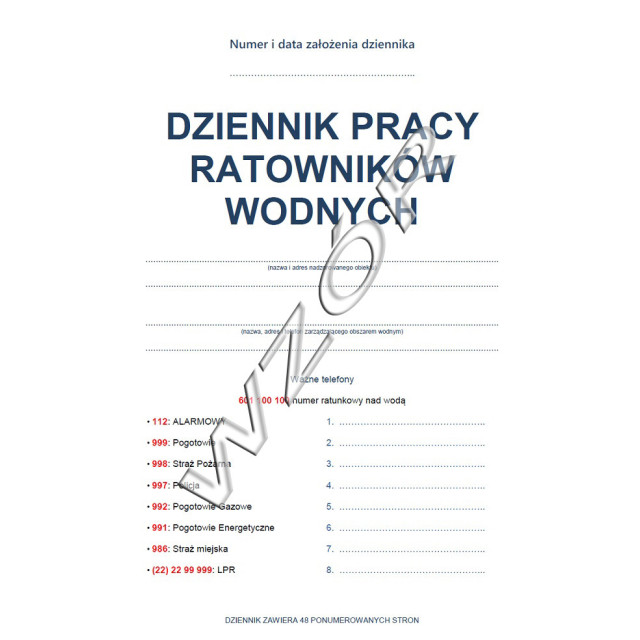 DZIENNIK PRACY RATOWNIKÓW WODNYCH — zdjęcie 1