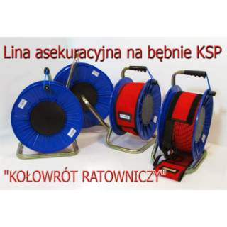 Lina asekuracyjna na bębnie KSP 100x10 "KOŁOWRÓT RATOWNICZY"